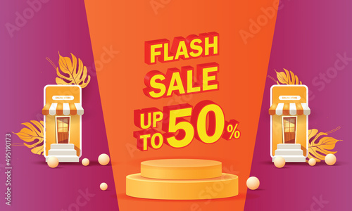 flash and big sale on phone banner web shopping online advertising retail discount price