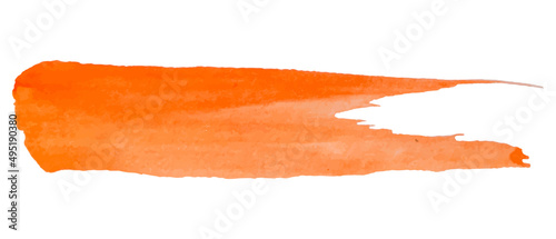 Vector watercolor brush. Paint texture. Brush strokes abstraction. Simple, modern style. Gouache paint. Orange color. 