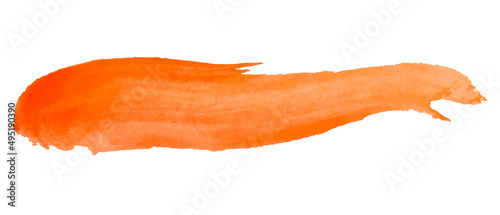 Vector watercolor brush. Paint texture. Brush strokes abstraction. Simple, modern style. Gouache paint. Orange color. 