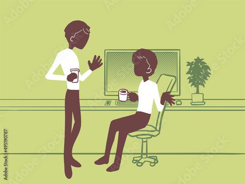 People taking coffee breaks in the office -peace