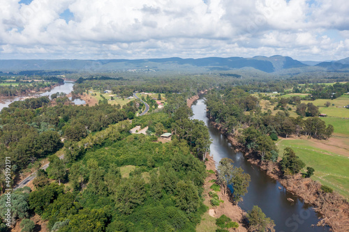 Drone aerial photograph of flood erosion in the Grose River in Australia