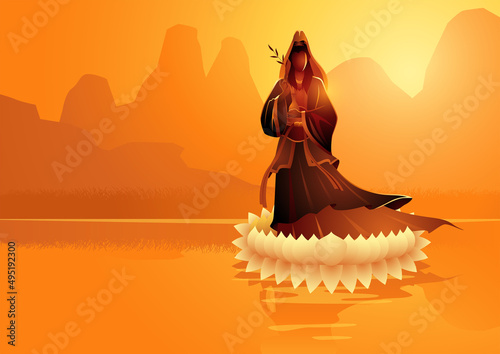 Guanyin on lotus flower