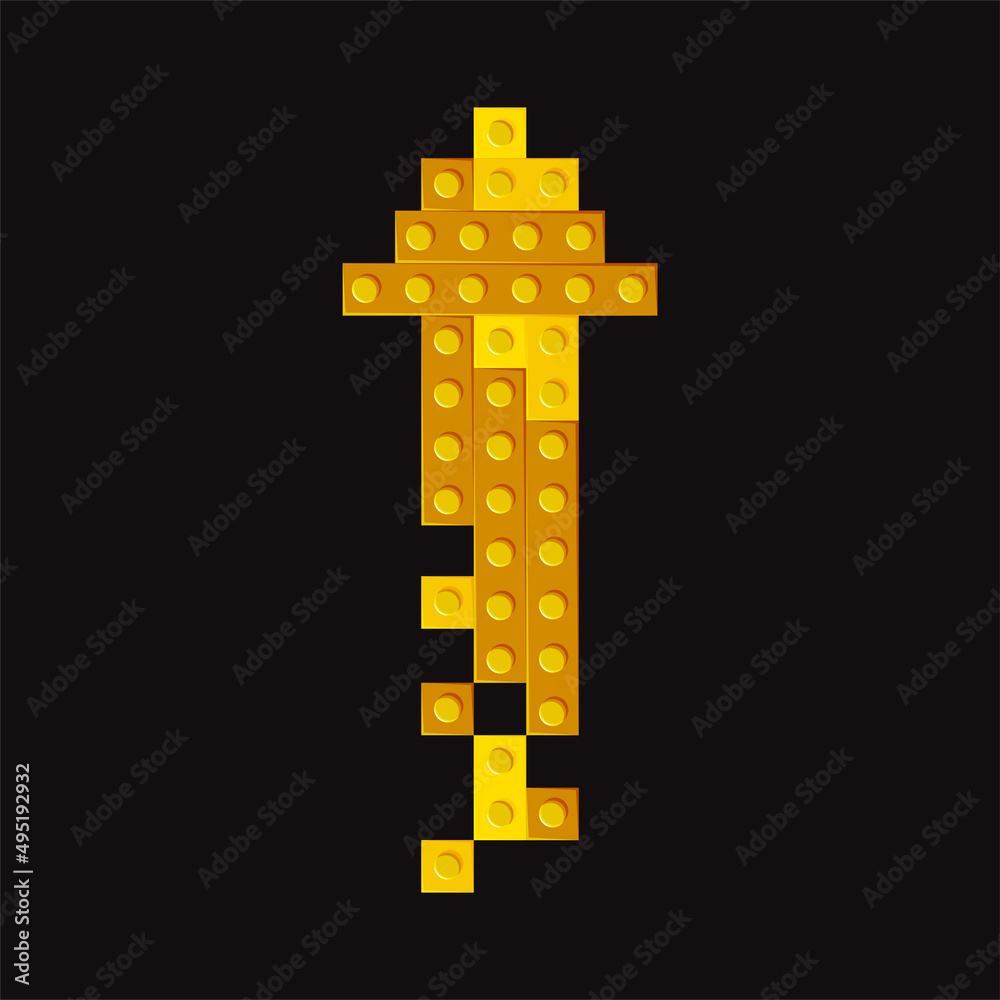 Obraz premium Gold arrow block plastic toy. Symbol of growth. Icon. Cursor, move up. It can be used for websites and games. Vector cartoon illustration.