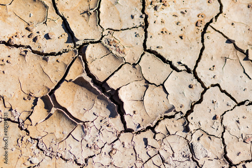 dry peeling mud and clay with cracks through it photo