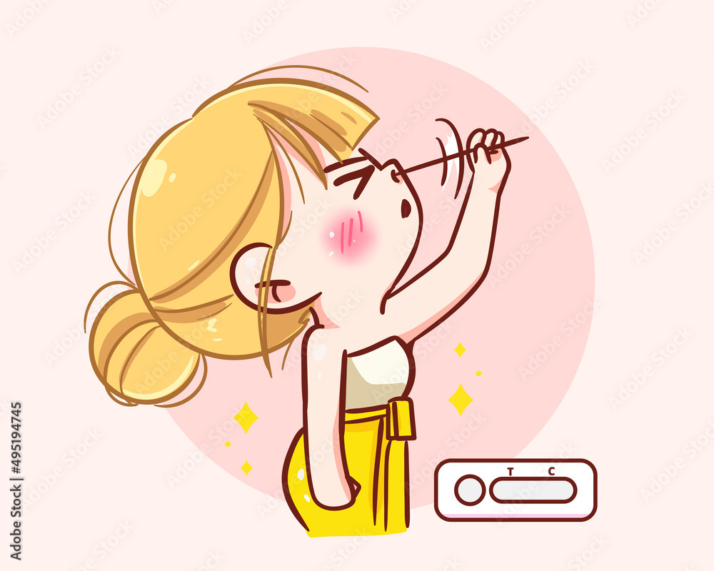 Cute girl in thailand traditional using coronavirus rapid antigen self test kit logo banner hand drawn cartoon art illustration Cute girl in thailand traditional using coronavirus rapid antigen self test kit logo banner hand drawn cartoon art illustration