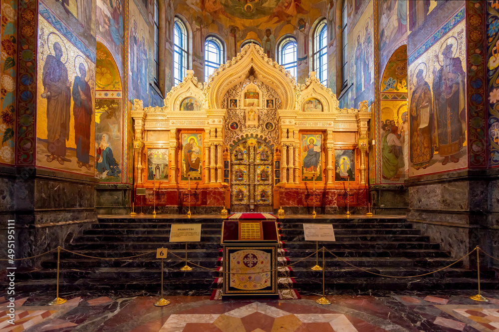 Obraz premium Iconostasis in church of Savior on spilled blood, Saint Petersburg, Russia