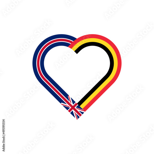 heart ribbon icon of united kingdom and belgium flags. vector illustration isolated on white background