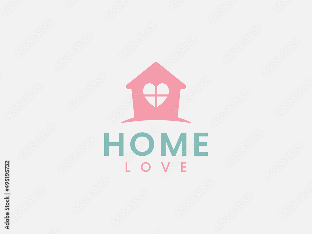 sweet home logo, love and house concept