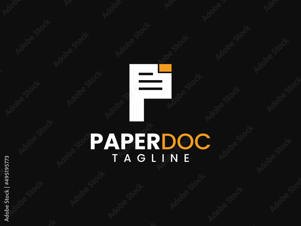 paper document logo template, letter p and document concept paper document logo template, letter p and document concept