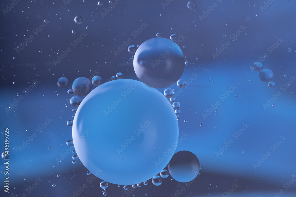 Fototapeta premium Blue oil bubbles 