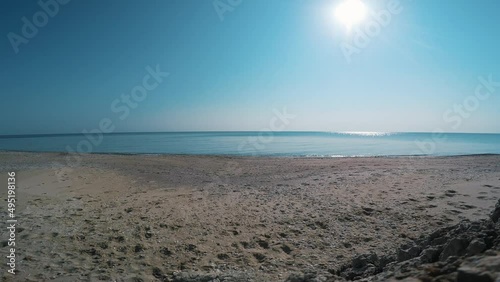 Beach without people. Beautiful view. Filmed on a GOPRO camera. 4k