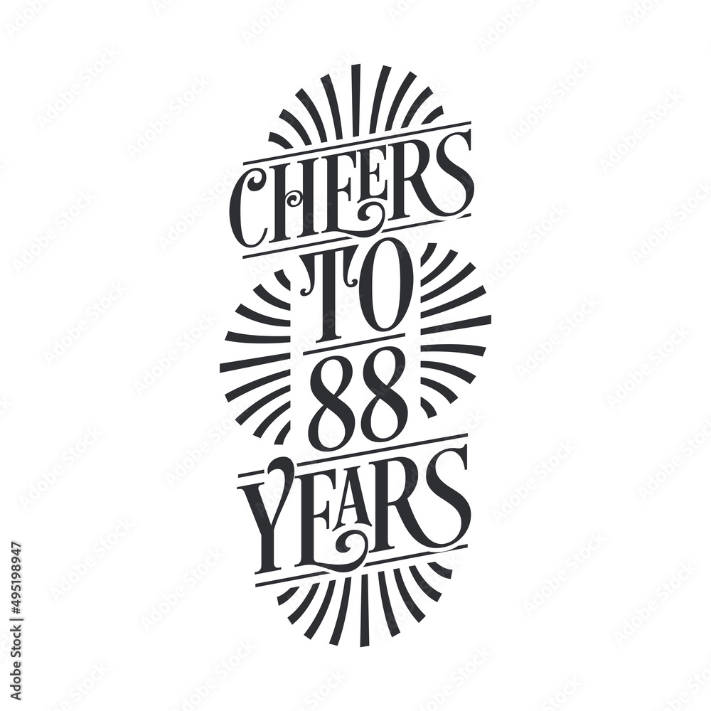 Fototapeta premium 88 years vintage birthday celebration, Cheers to 88 years