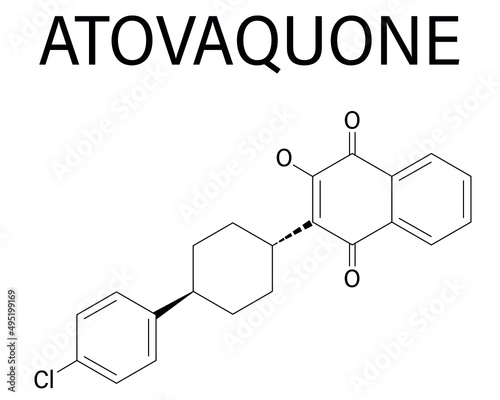 Atovaquone drug molecule. Skeletal formula.	