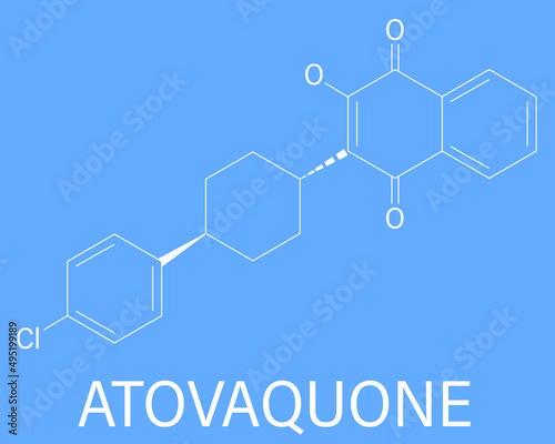 Atovaquone drug molecule. Skeletal formula.	