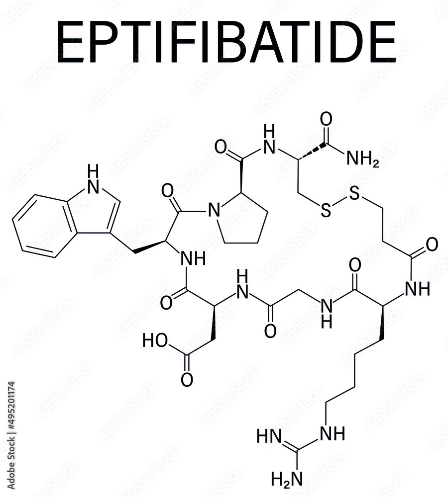 Eptifibatide anticoagulant drug molecule. Skeletal formula.	