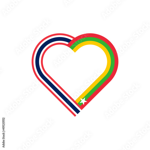 heart ribbon icon of thailand and myanmar flags. vector illustration isolated on white background