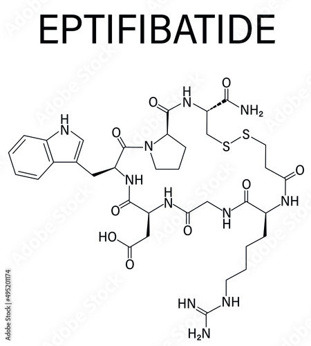 Eptifibatide anticoagulant drug molecule. Skeletal formula.	