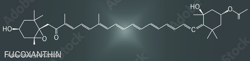 Fucoxanthin brown algae pigment molecule. Ingredient of some dietary supplements. Skeletal formula.