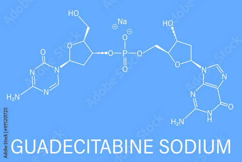 Guadecitabine cancer drug molecule (DNA methyltransferase inhibitor). Skeletal formula.	