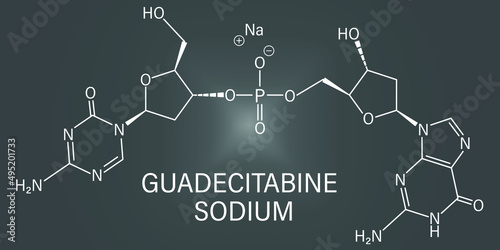 Guadecitabine cancer drug molecule (DNA methyltransferase inhibitor). Skeletal formula.	