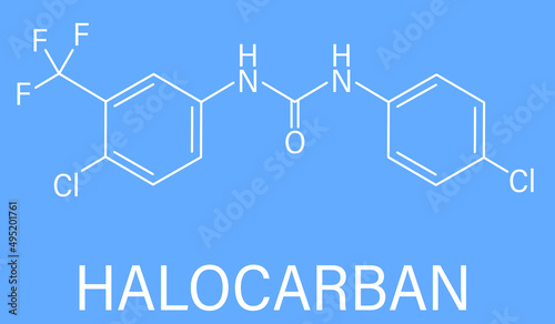 Halocarman, also known as Cloflucarban, disinfectant molecule. Skeletal formula.	 photo