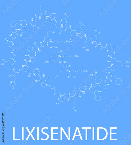 Lixisenatide diabetes drug molecule. Skeletal formula.	