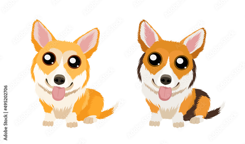 Funny vector Corgies isolated on white background