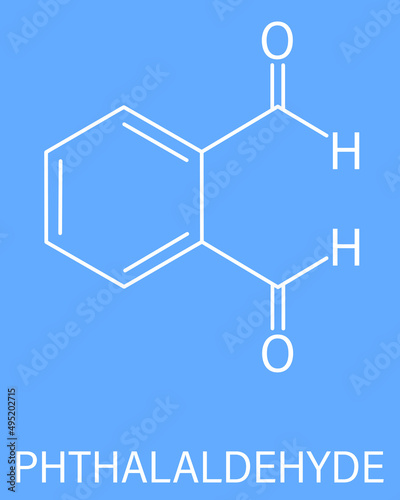 Phthalaldehyde (ortho-phthalaldehyde, OPA) disinfectant molecule. Skeletal formula.	