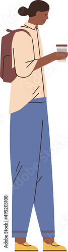 African American Person with Coffee Cup Cartoon Illustration
