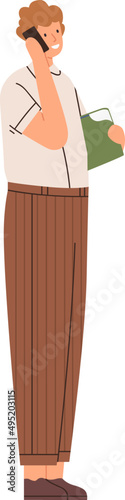 Man Talking on Phone Cartoon Illustration