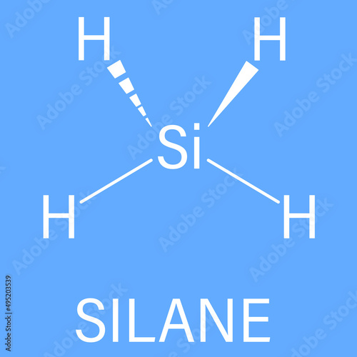Silane (SiH4) molecule. Skeletal formula.	