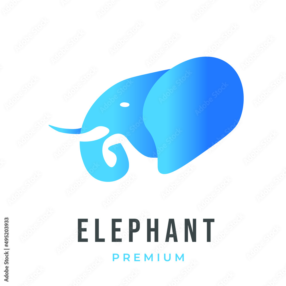 Blue elephant head logo with gradient Blue elephant head logo with gradient