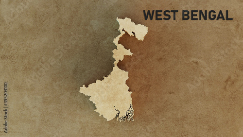 West Bengal Map 3d rendered illustration 