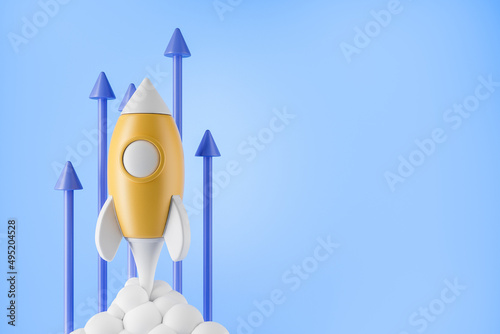 Fotografie Rocket rising to the sky, growing arrows