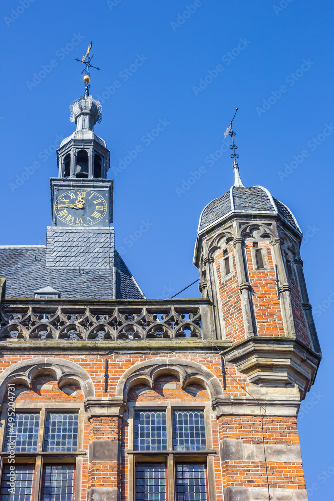 Towers of the historic Waag building in Deventer, Netherlands