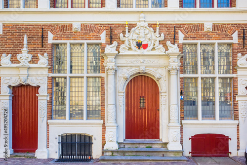 Entrance to the historic town hall building in Deventer, Netherlands photo