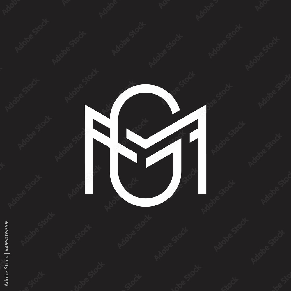 letter gm simple linked geometric line logo vector letter gm simple linked geometric line logo vector
