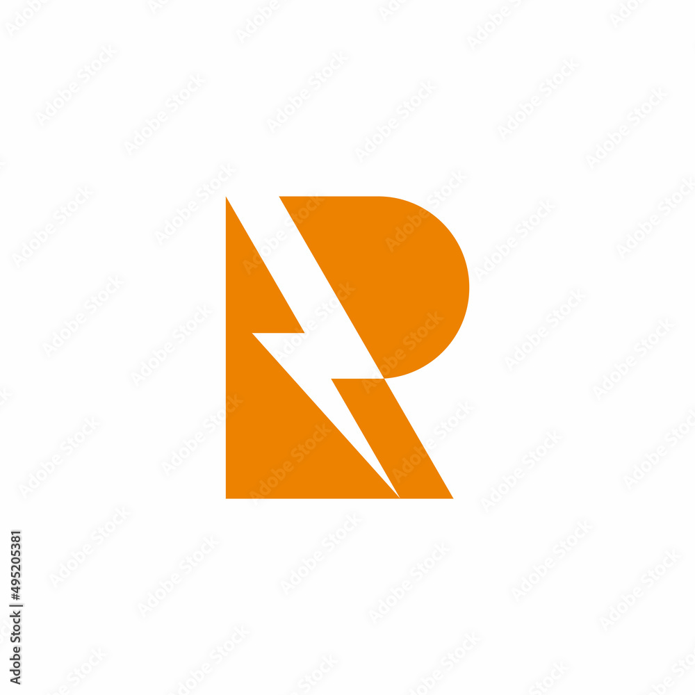 letter r simple geometric flash technology symbol logo vector letter r simple geometric flash technology symbol logo vector