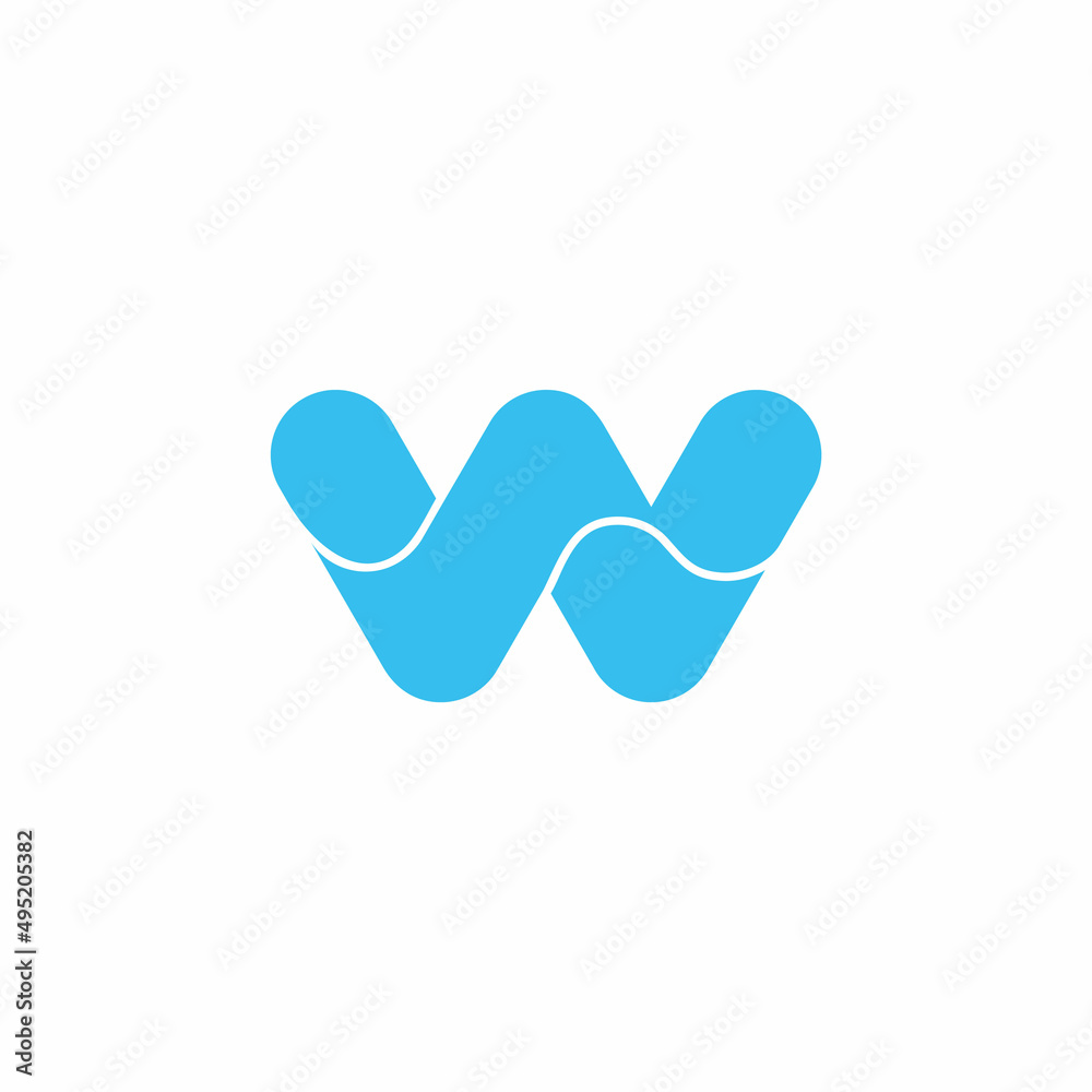 letter w simple curves geometric wavy water symbol vector letter w simple curves geometric wavy water symbol vector