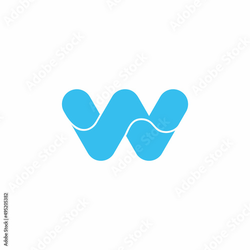 letter w simple curves geometric wavy water symbol vector