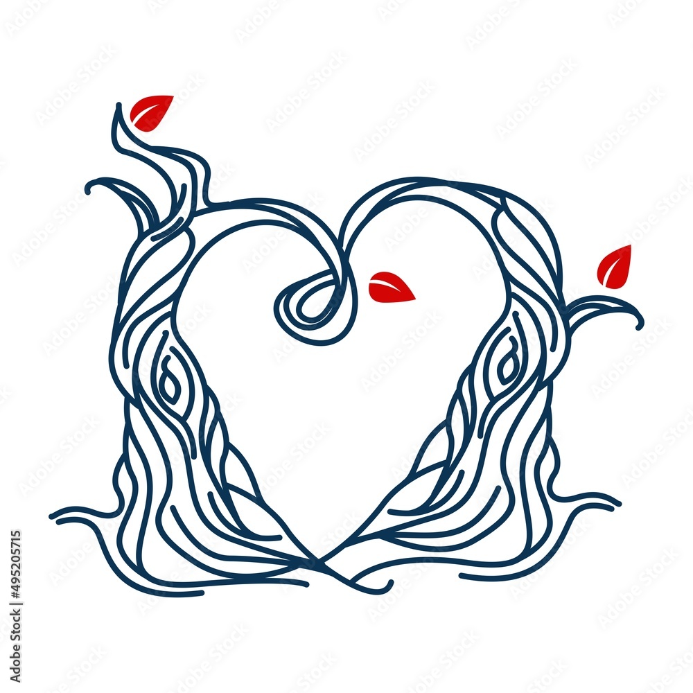 Vector illustration of a tree forming a love sign with simple and elegant lines