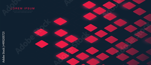 Abstract red square pattern with futuristic technology digital hi tech concept. Website, banner and brochure background. Vector illustration