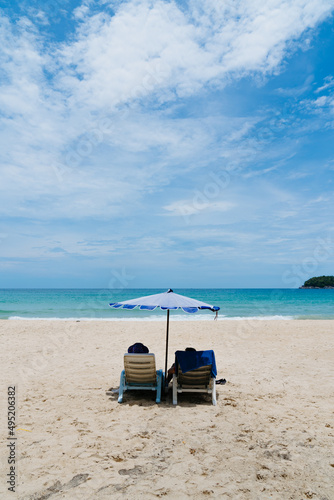 Tourist have a sunbath on the beach at Kata beach, Phuket, Thailand