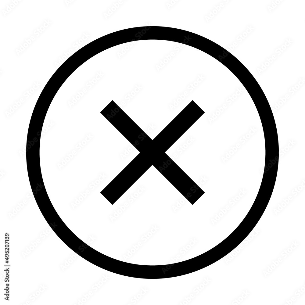 Fototapeta premium Cross mark icon, X sign, simple error design vector illustration, false choice symbol