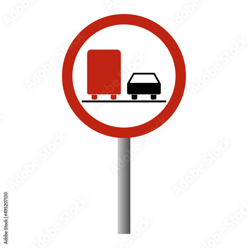 No overtaking warning road, prohibition transportation icon, car forbidden information vector illustration