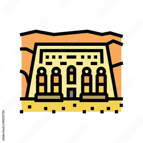 ancient egypt abu simbel color icon vector. ancient egypt abu simbel sign. isolated symbol illustration