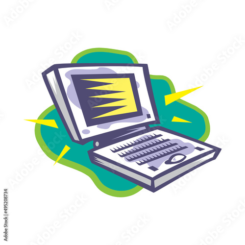 Laptop with blank screen silver color isolated on white background - super high detailed photorealistic esp 10 vector