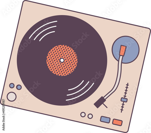 Vintage Vinyl Recorder or Turntable Colored Illustration