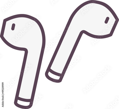 Wireless Earphones Outline Illustration