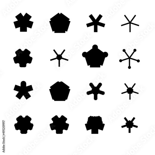 Brutalist abstract geometric shapes Square Star shape has been transformed into various shapes, vector icon